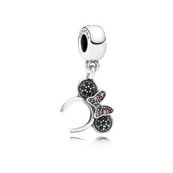 Disney Minnie headband silver dangle with black crystal, red and clear cubic zirconia