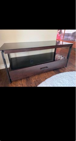 Dark Wood and Glass TV Stand