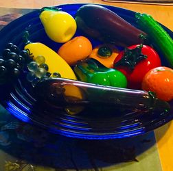 Vintage Art Deco hand blow fruits And Bowl