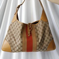 Authentic Gucci Jackie GG Web Large Hobo
