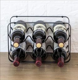 Black Metal Wine Rack 6 Bottle Holder