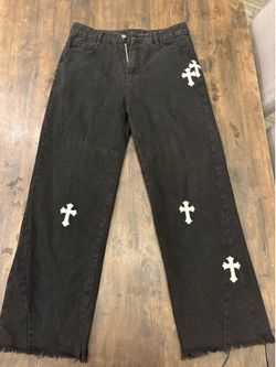 Black Pants with chrome heart designs, Large
