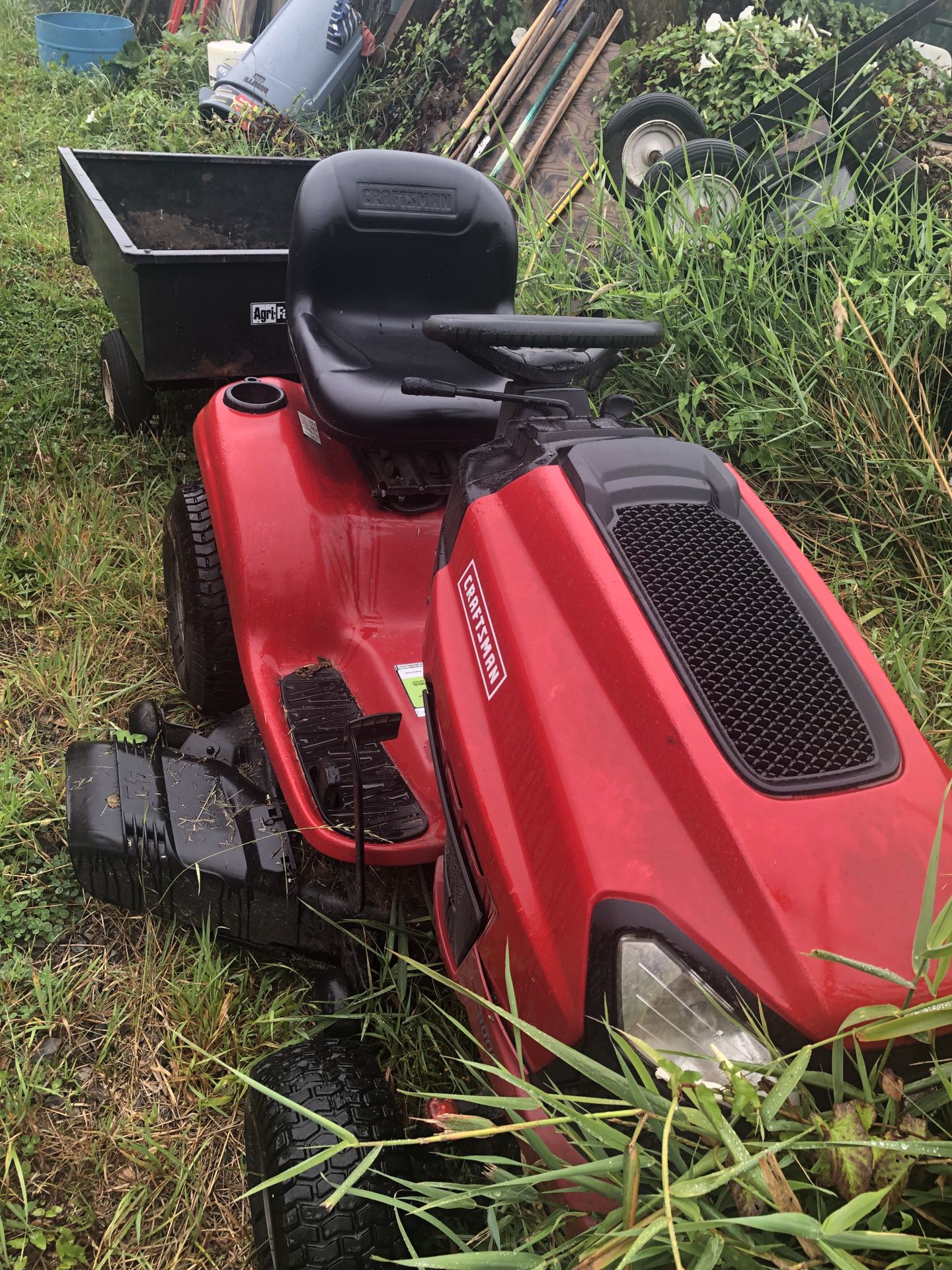 Craftsman riding mower and trailer