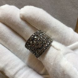 925 Sterling Silver Marcasite Diamond 