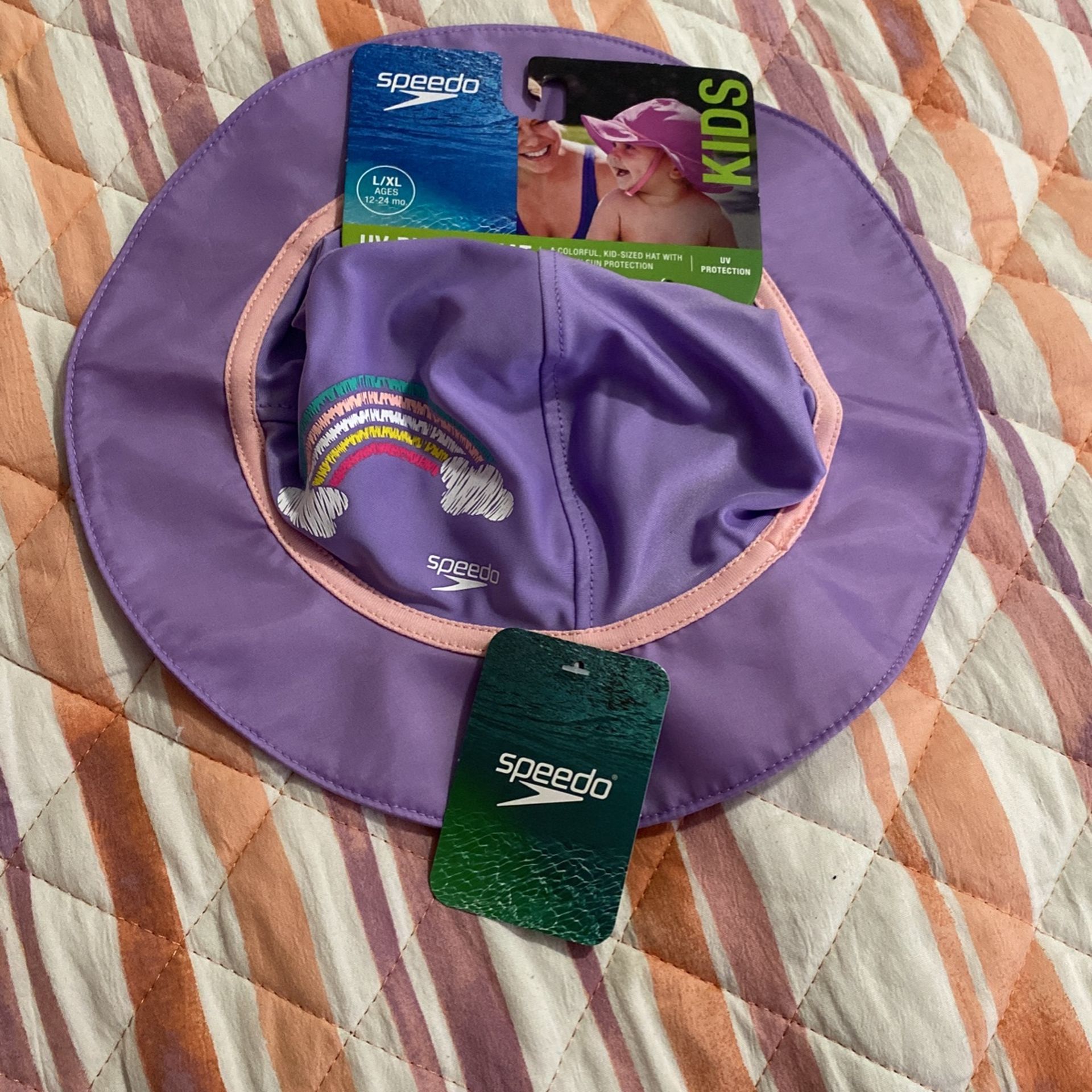 Speedo UV Bucket Hat Features Adjustable Safety Chin Strap UV50+ L/XL 12-24mo