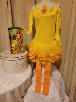 Looney Tunes Womens Tweety Bird Halloween Costume Bundle Size Large with Barbie Doll