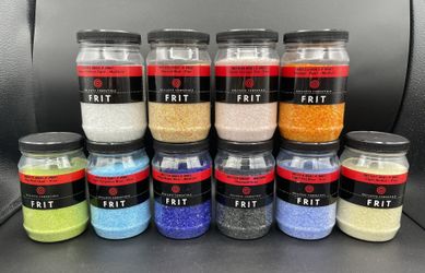 Lot of 10 Bullseye Glass Frit 1lb Jars