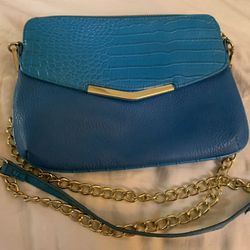 NWT Olivia + Joy Blue/gold Crossbody Purse