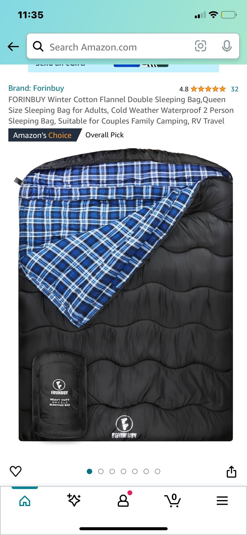FORINBUY Winter Cotton Flannel Double Sleeping Bag,Queen Size Sleeping Bag For Adults, Cold Weather Waterproof 2 Person Sleeping Bag, Suitable For Cou