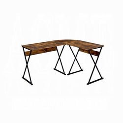 💎RUSTIC WAETHRED OAK /BLACK FINISH LSHAPE OFFICE DESK INDUSTRIAL VIBE💎