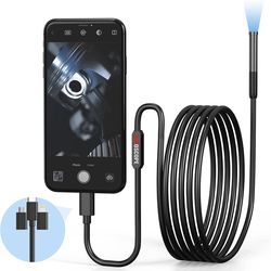 Endoscope Camera with Light,1080P HD Borescope with 6 LED Lights 9.8FT Semi-Rigid Snake Cabl,IP67 Waterproof