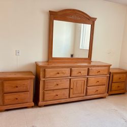 Solid wood dresser with end tables