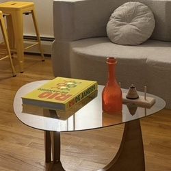 Wood Leg Coffee Table With Glass