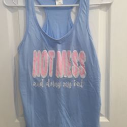 NWOT “Hot mess and doing my best” tank by 5 More Minutes- size Large