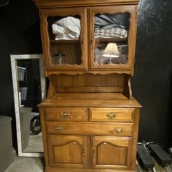 Wood Hutch, Top Half Sits On Top. Best Offer!