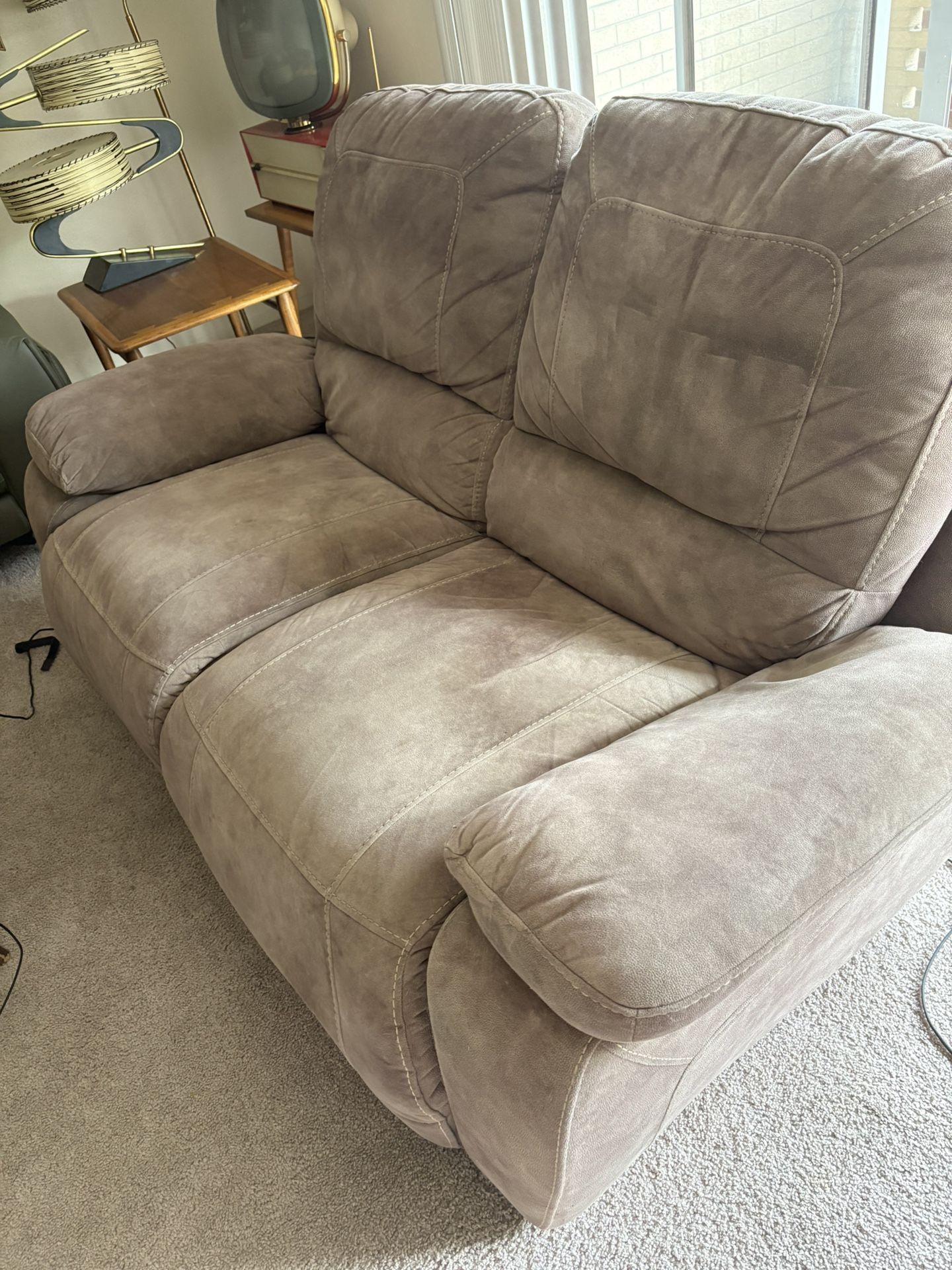 Light Brown Dual Reclining Power Loveseat