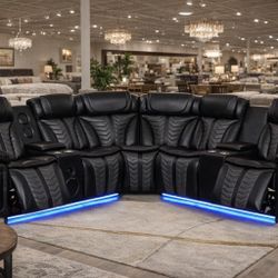 Luxury Power Reclining Sectional w/ LED Lights & Bluetooth Speakers – Special $1799