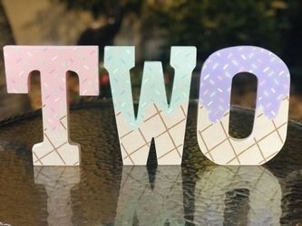 TWO wood letters Sweet/ Ice Cream theme