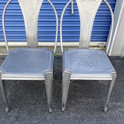 Set Of 2 Crate & Barrel Lyle Metal Dining Chairs