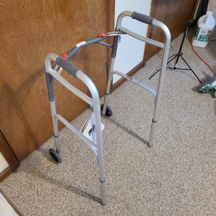 McKesson Adult Walker With 5 Inch Wheels, Adjusts 32 To 39 Inch Height 