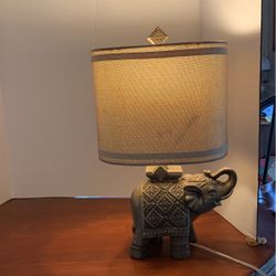 Royal Elephant Table Lamp for Bedroom, 18” High with Shade and Pull Chain Switch  WR