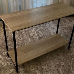 Modern Console Table / Entry Way - Beige Wood & Black Metal - Great Condition 
