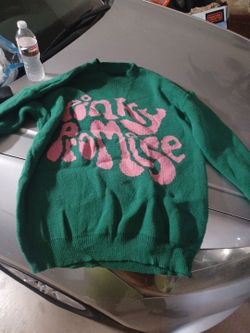 Pink My Promise Green Knit Sweater XL