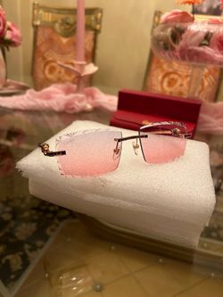 Cartier sun glasses Pink Lenses Gold Frame
