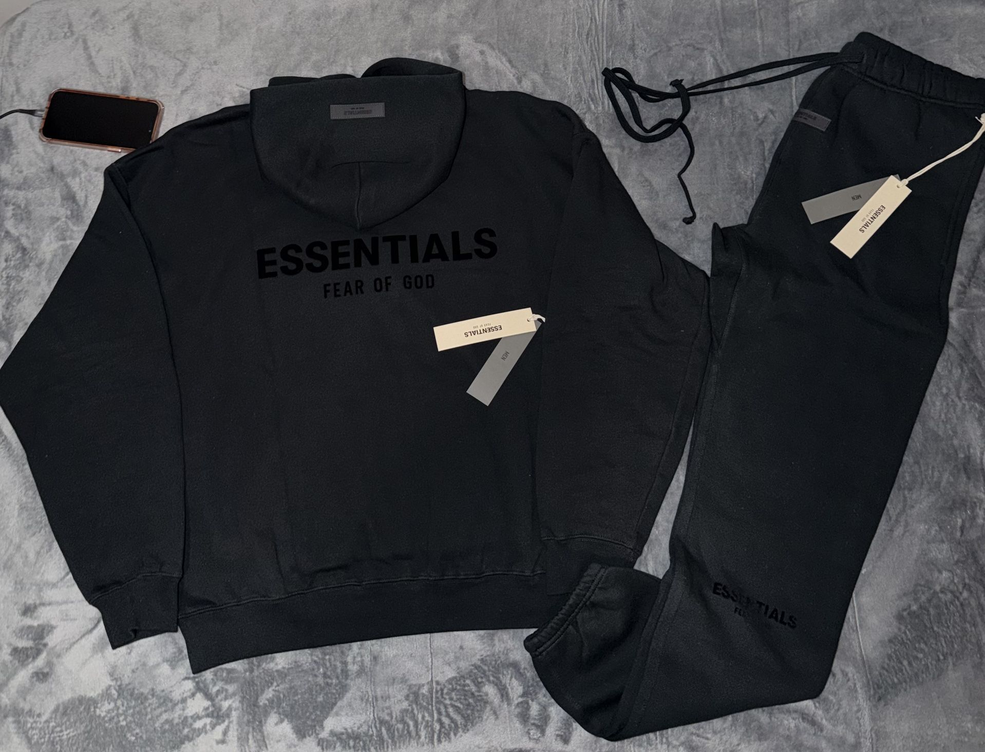 ESSENTIALS BLACK SWEAT SUIT NEW!