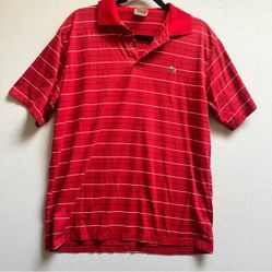 Vintage Lacoste Stripe Red Polo Golf Short Sleeve Shirt Sz XXL