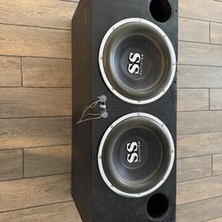 Old school Car Subwoofers 2 12 inch Autotek Super Sport Series SS 500w Max Peak Power Single Voice Coil 4 Ohm with Vented ported Box 