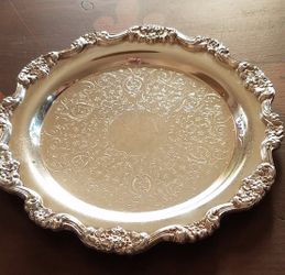 Towle 12 inch Silverplated Ornate Design Vintage Platter/Tray # 6981