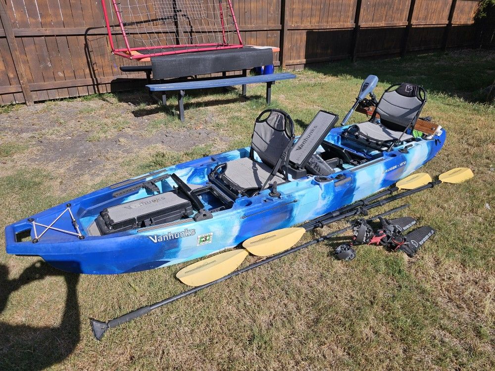 2020 Vanhunks Sauger Tandem Kayak with Pedal Drive And Trolling Motor 