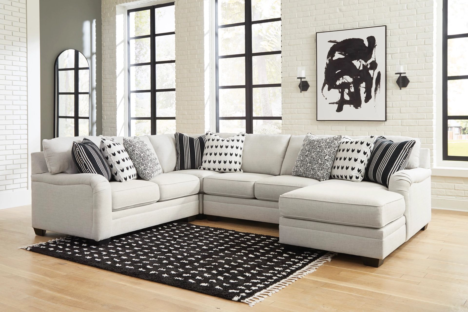 Huntsworth Dove Gray 4-Piece RAF Chaise Sectional - Shop Now Pay Later - $39 Down