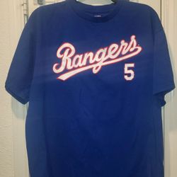 Texas Rangers Ian Kinsler # 5 Blue  T-Shirt MBL genuine merchandise Adult Size L Sport