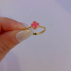 14k Clover Pink Ring