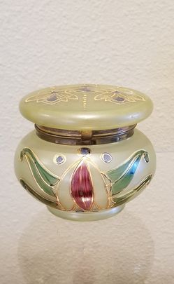 Antique Bohemian glass dresser jar