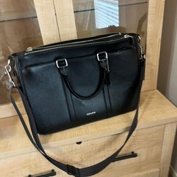 COACH BLACK METROPOLITAN BAG IN CROSSGRAIN LEATHER