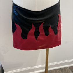 Faux Leather Flame Skirt
