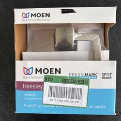 MOEN Hensley Towel Ring with Press and Mark in Brushed Nickel