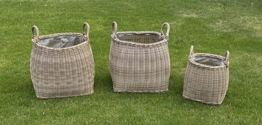 Large and small vinyl wicker plant baskets, buy 1 or all 3