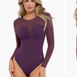 Shapewear Illusion Mesh Long Sleeve Tummy Control Bodysuit