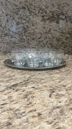 Bormioli Rocco Verdi Set of 8 Espresso Cups With Silver Removable Handle