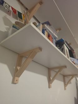 White Wall Shelf with Wood Brackets