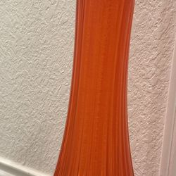 L E SMITH TALL SWUNG ORANGE/RED VASE MCM ART DECOR. AMBERINA Ribbed