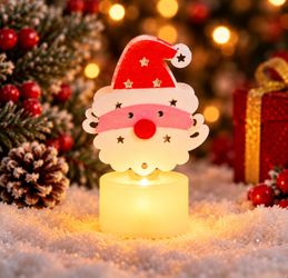 Santa Claus LED Night Light, Warm White, Freestanding, Red/White