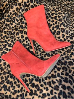 Red heel boots