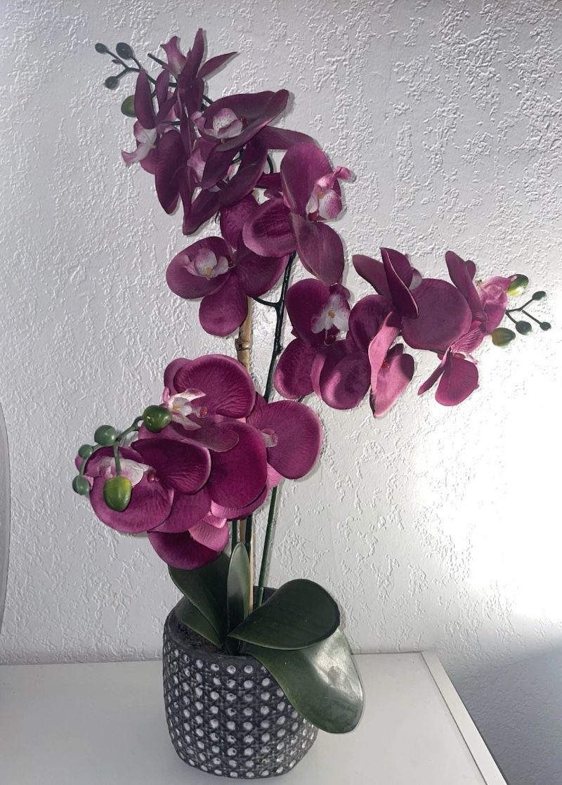 Orchid Artificial Plants in Glass Vase