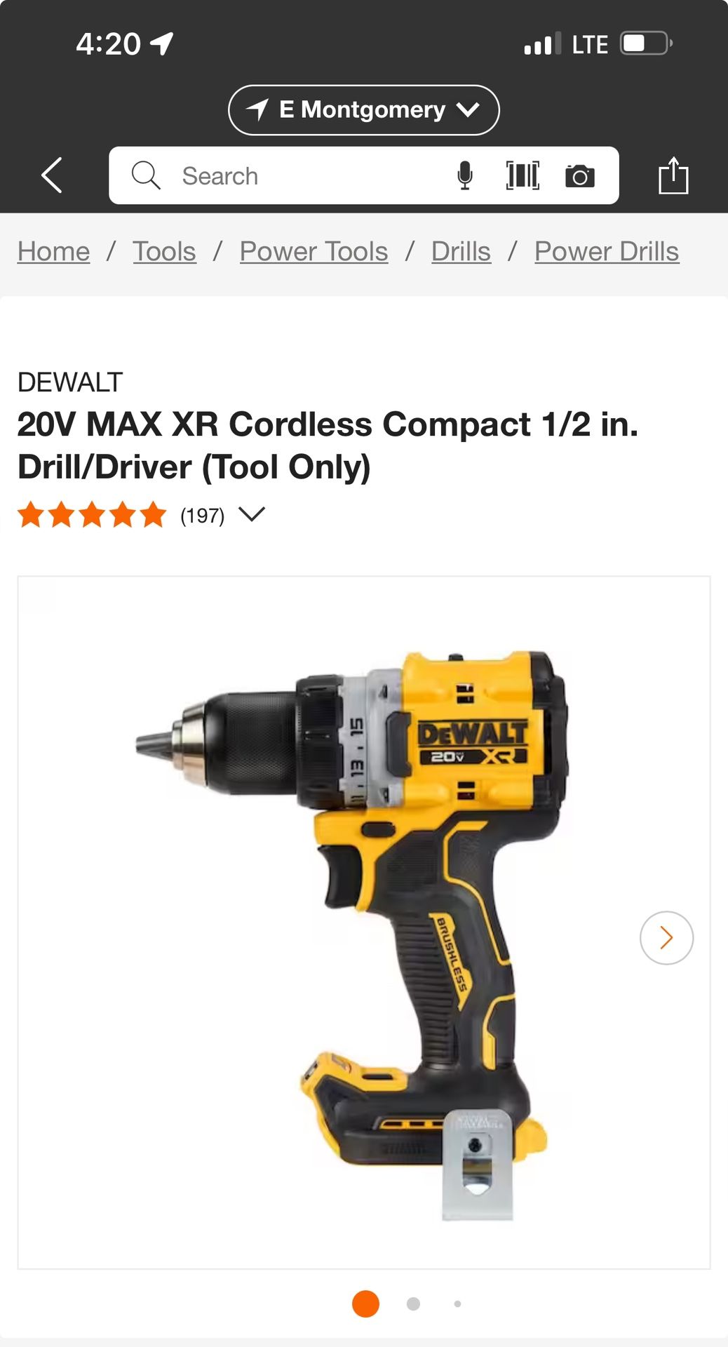 New Brushless XR 1/2” Compact Hammer Drill Tool Only 