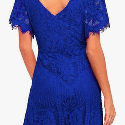 Elegant Round Neck Floral Lace Cocktail Dress Size Medium 